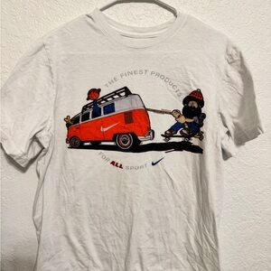 Nike White Tee with Red and Blue Van Graphic
